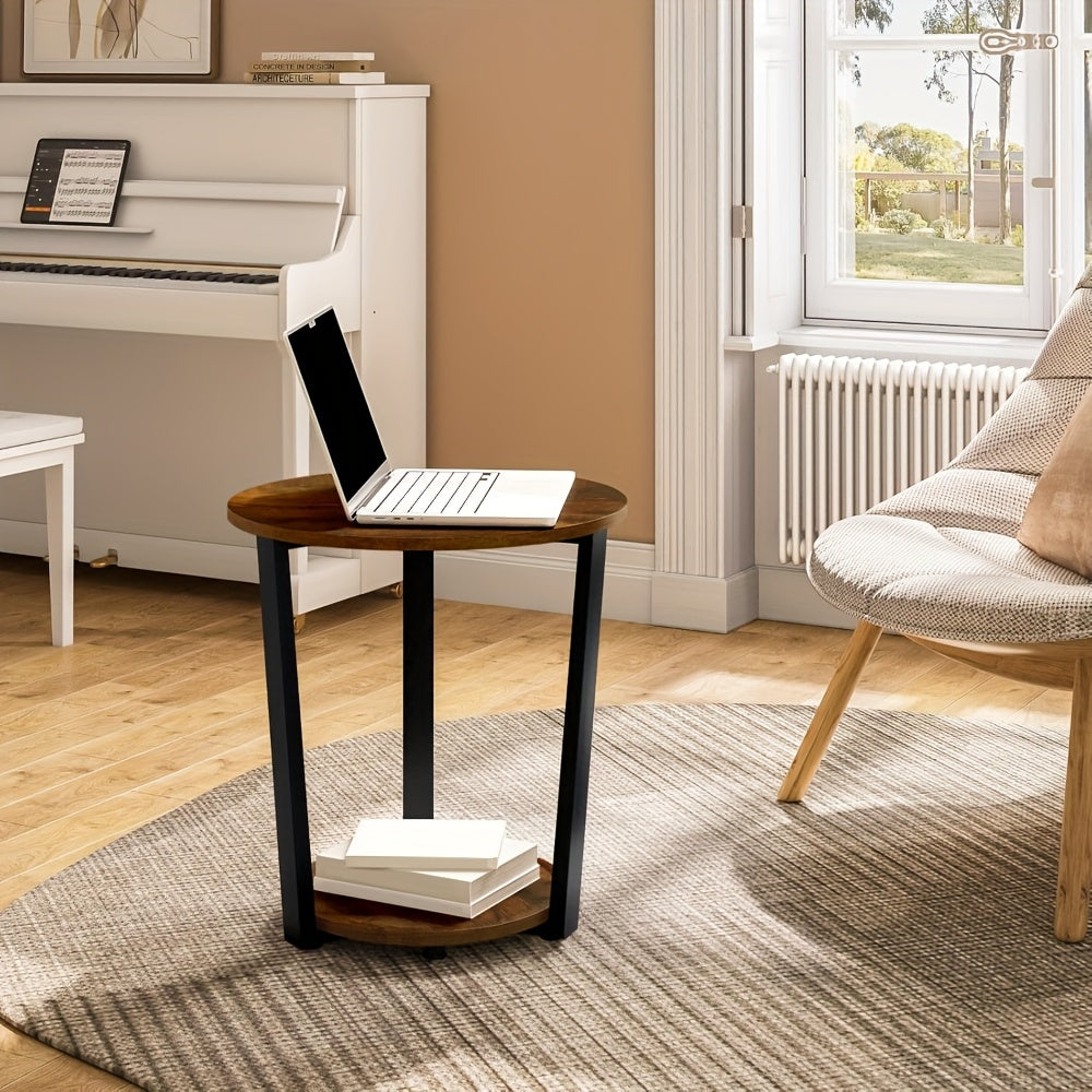 Bout de canapé bois et métal avec rangement