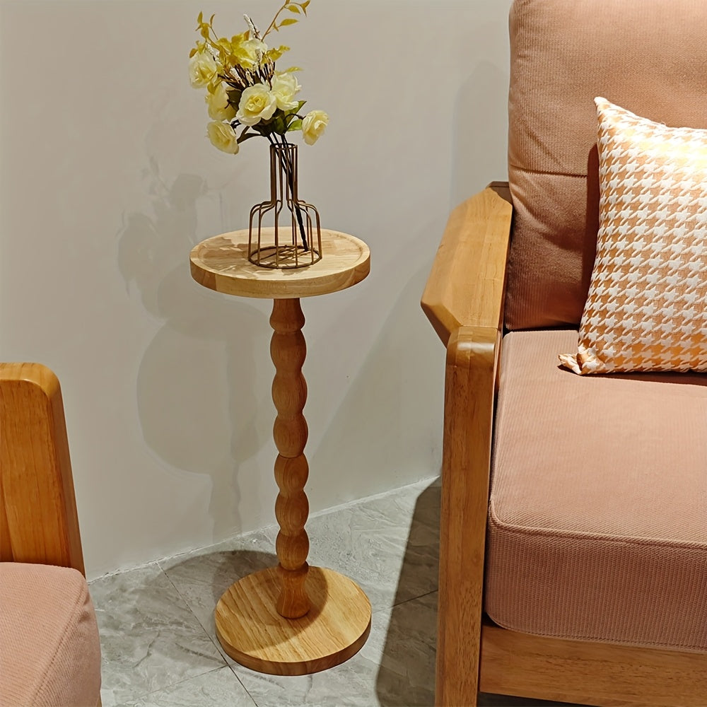 Guéridon Bois Massif Pied Tourné Vintage