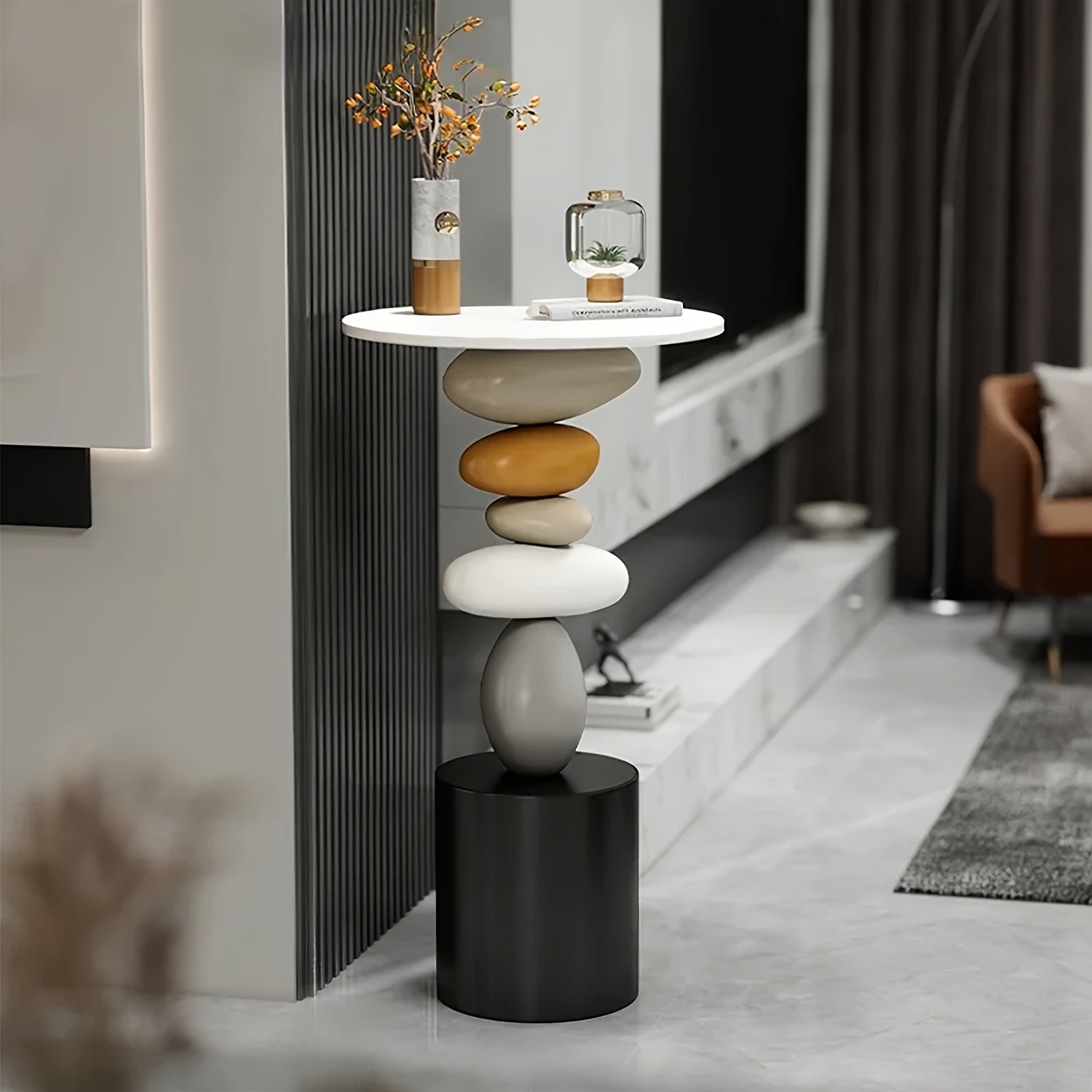 Guéridon Design Galets en Résine