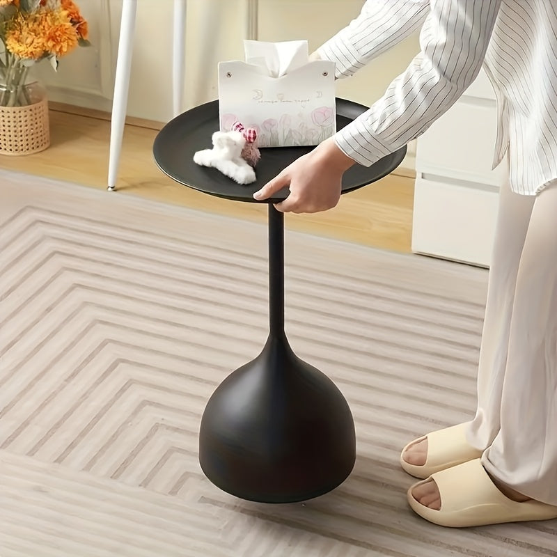 Bout de Canapé Rond Métal Noir Design