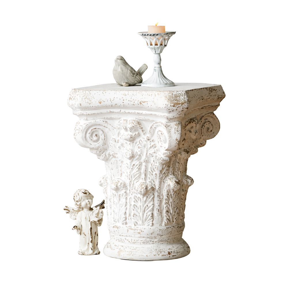 Guéridon Ancien Colonne Romaine Patiné