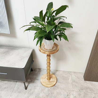 Guéridon Bois Massif Pied Tourné Vintage