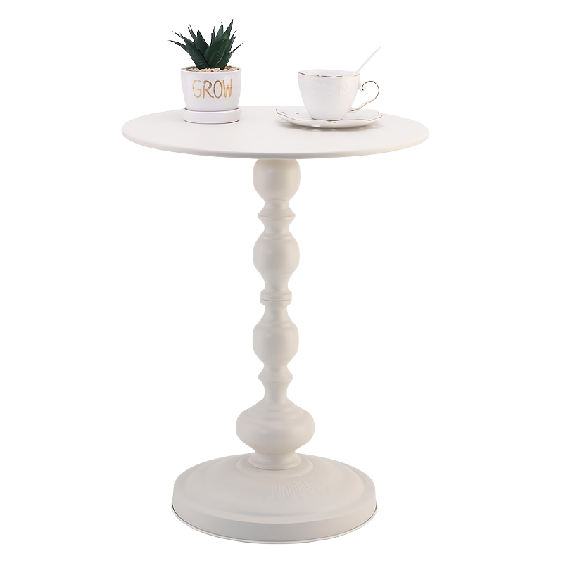 Bout de Canapé Vintage Rond avec Pied Tourné