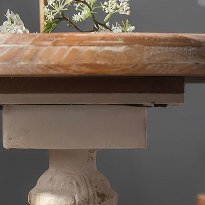 Guéridon Ancien Sculpté Patiné Blanc