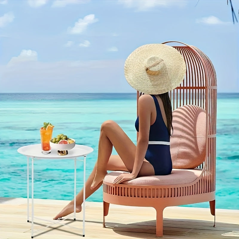 Bout de Canapé Rond Métal Plateau Amovible