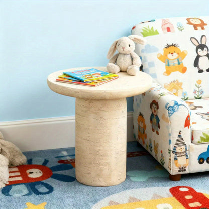 Bout de Canapé Rond Effet Travertin