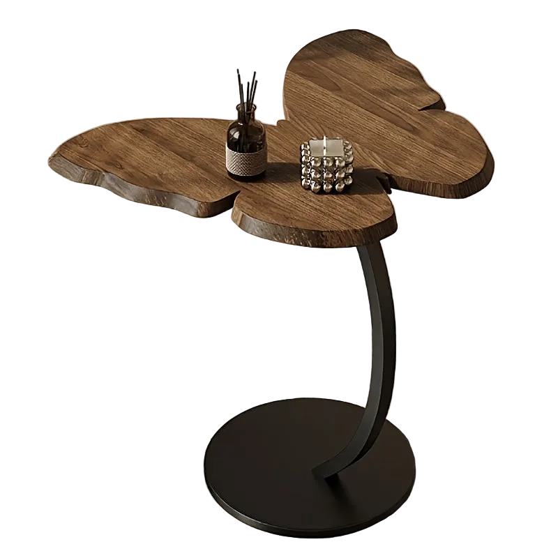 Bout de Canapé Design en Bois à Plateau Papillon