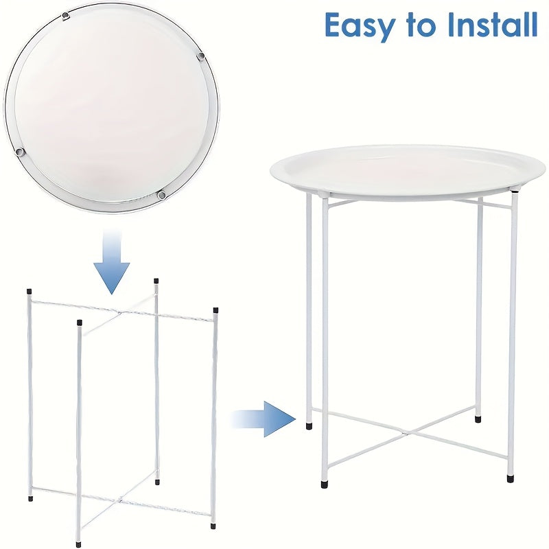 Bout de Canapé Rond Métal Plateau Amovible