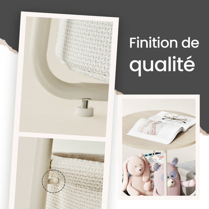 Bout de canapé rond avec panier de rangement