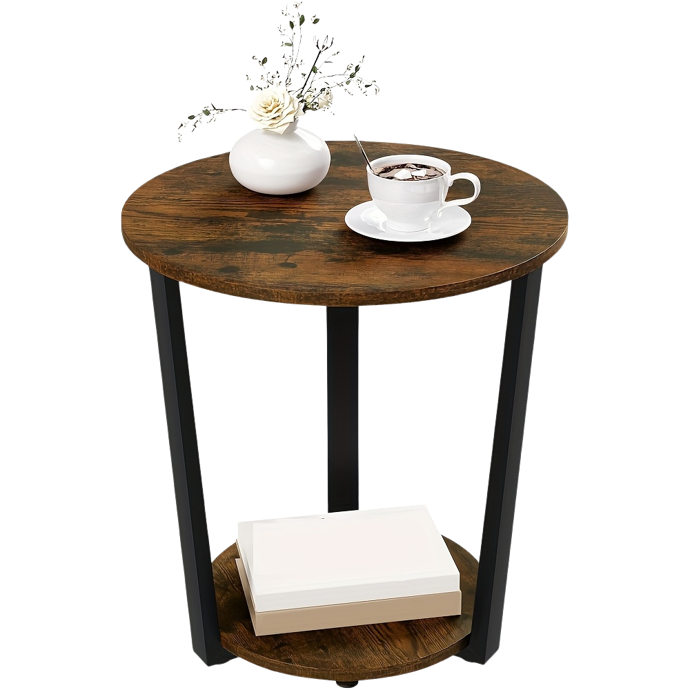 Bout de canapé bois et métal avec rangement