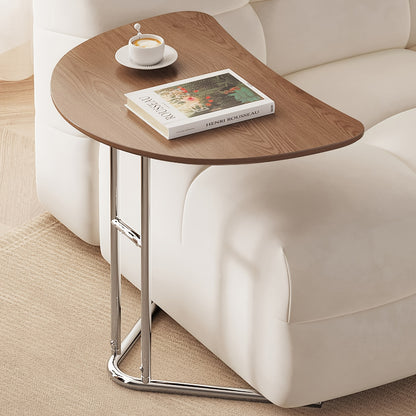 Bout de Canapé Demi-Lune Noyer avec Pieds Chromés