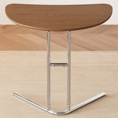 Bout de Canapé Demi-Lune Noyer avec Pieds Chromés