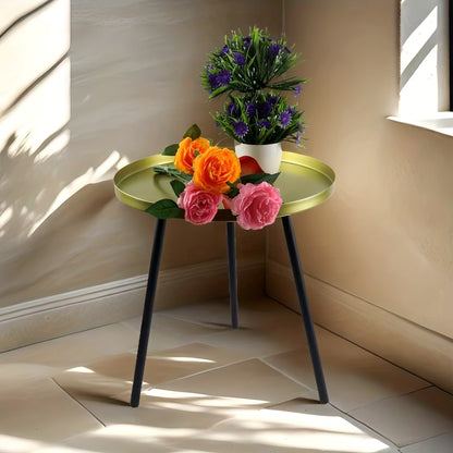 Bout de canapé rond doré et noir