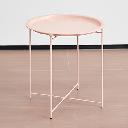 Bout de Canapé Rond Métal Plateau Amovible