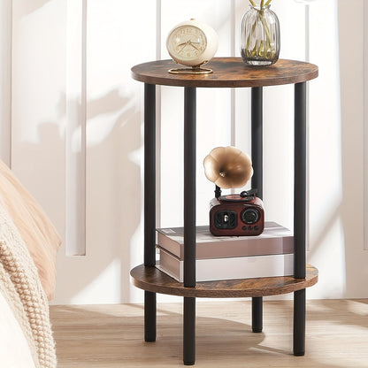 Bout de Canapé Rond Bois Industriel