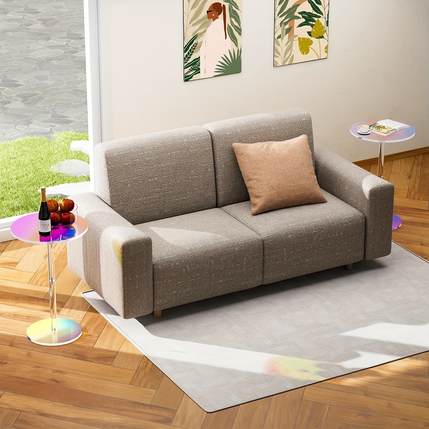 Bout de Canapé Irisé en Acrylique au Design Créatif