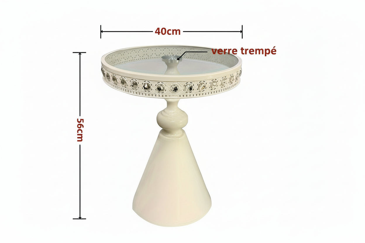 Bout de Canapé en Verre Trempé avec Bordure Strass