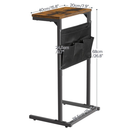 Bout de Canapé Bois et Métal avec Poches Rangement