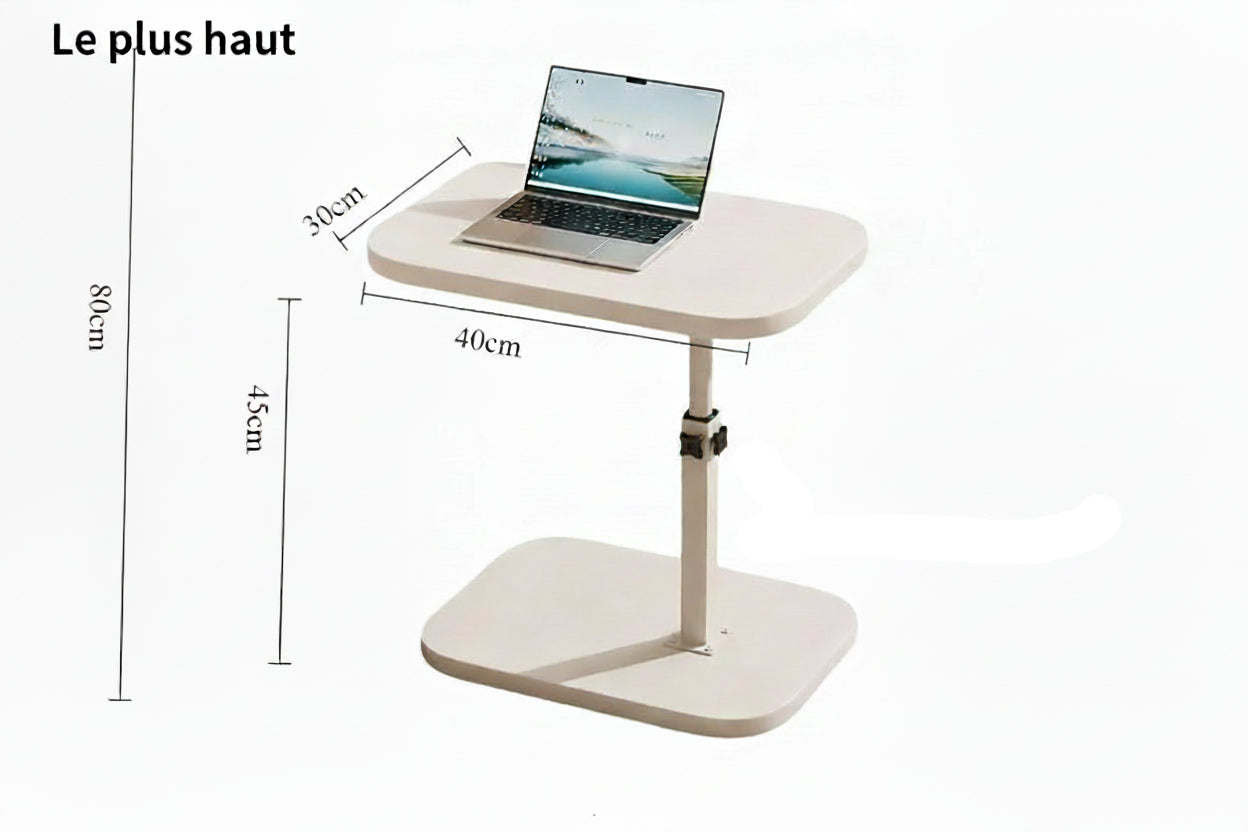 Bout de Canapé Réglable en Hauteur avec Plateau Rotatif