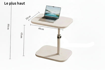Bout de Canapé Réglable en Hauteur avec Plateau Rotatif
