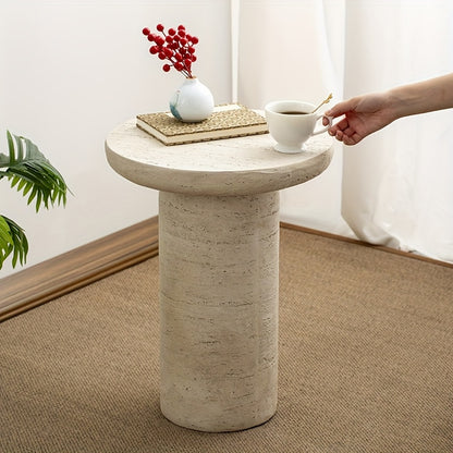 Bout de Canapé Rond Effet Travertin