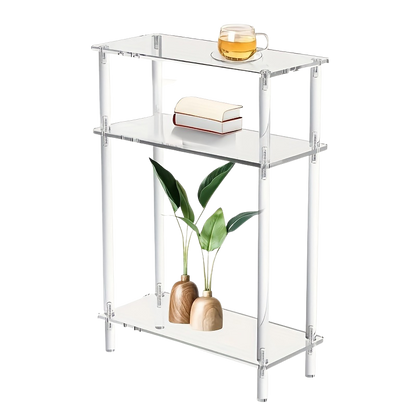 Bout de Canapé Transparent en Acrylique avec Étagères