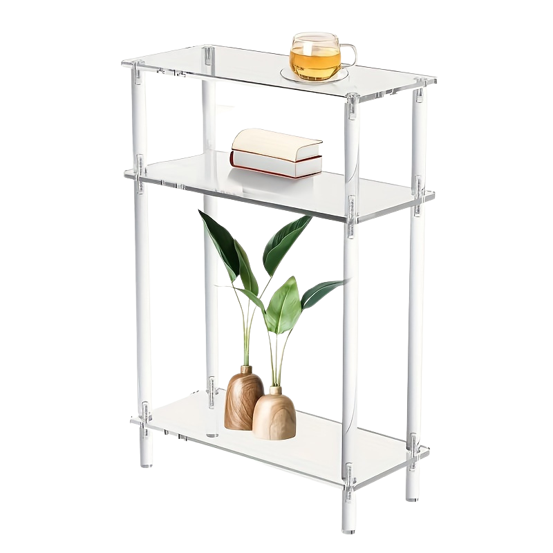 Bout de Canapé Transparent en Acrylique avec Étagères