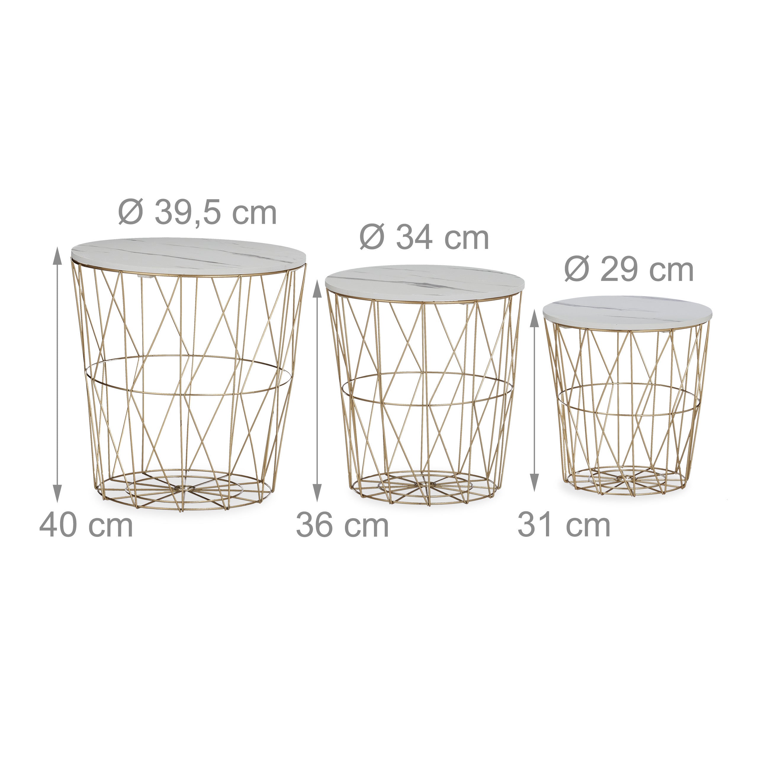 Bout de Canapé Gigogne Filaire Doré - Lot de 3