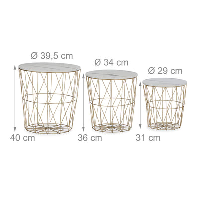 Bout de Canapé Gigogne Filaire Doré - Lot de 3