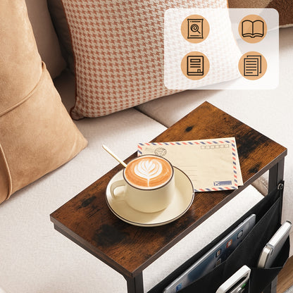 Bout de Canapé Bois et Métal avec Poches Rangement