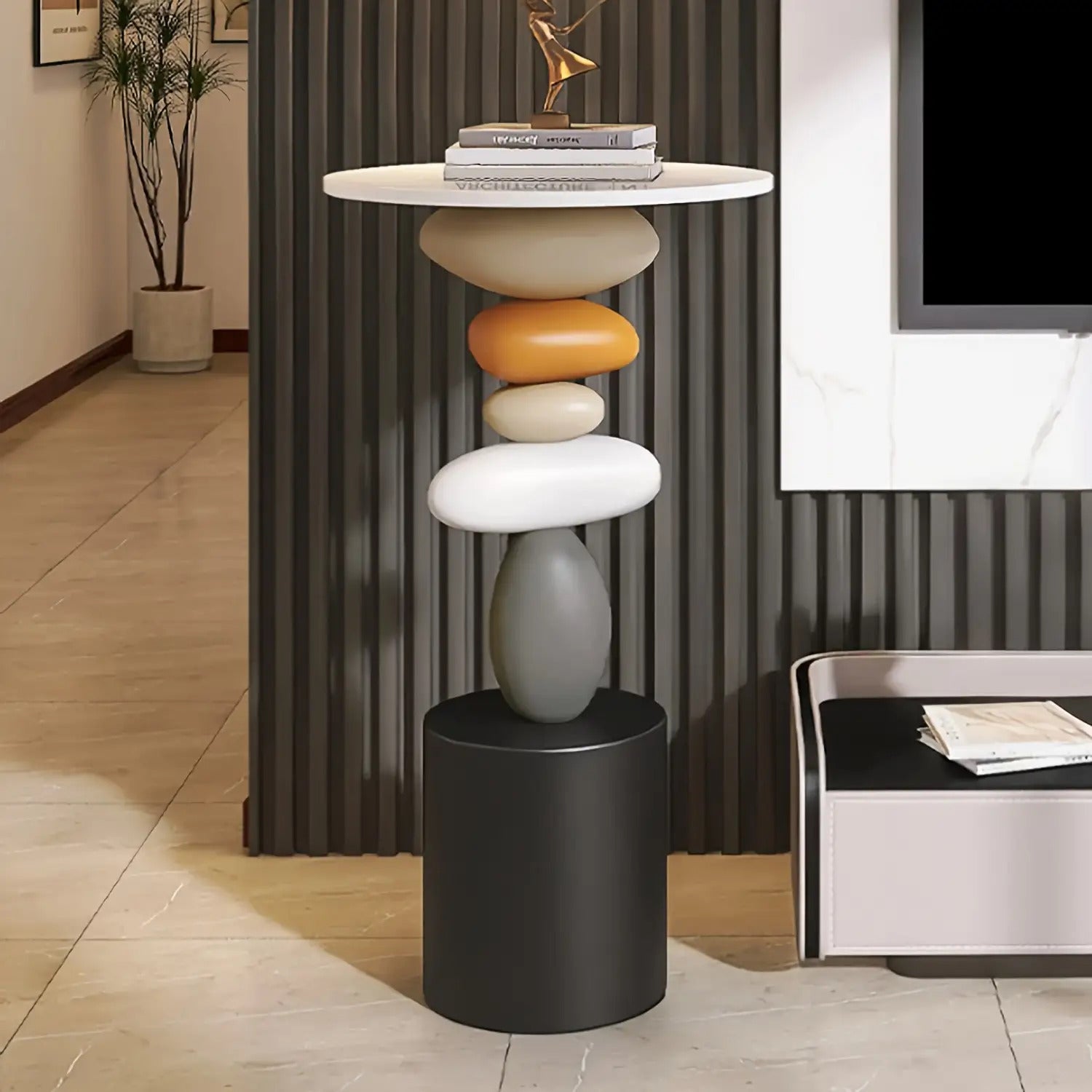 Guéridon Design Galets en Résine