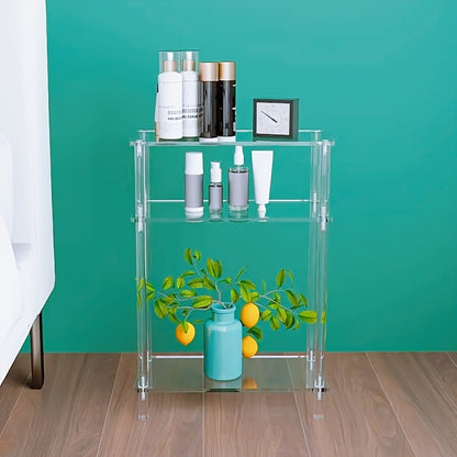 Bout de Canapé Transparent en Acrylique avec Étagères