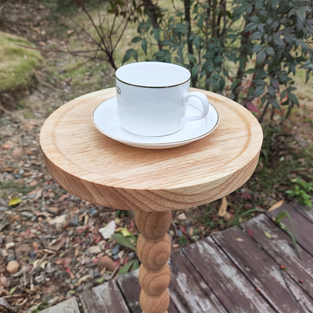 Guéridon Bois Massif Pied Tourné Vintage