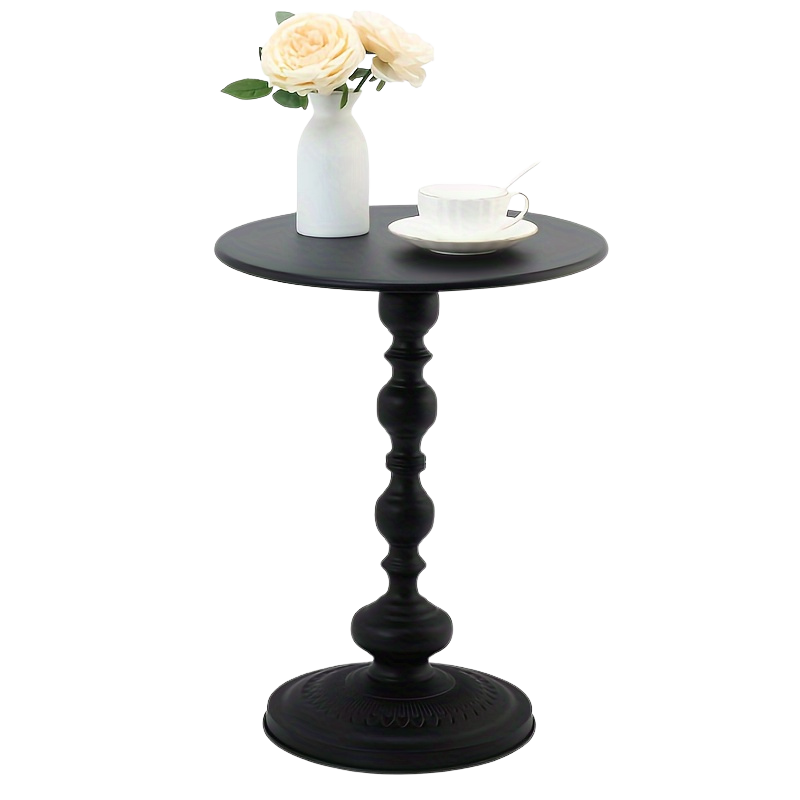 Bout de Canapé Vintage Rond avec Pied Tourné