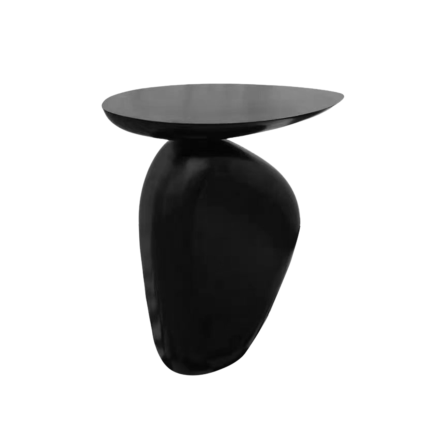 Bout de Canapé Design Noir avec Base Sculpturale Galet