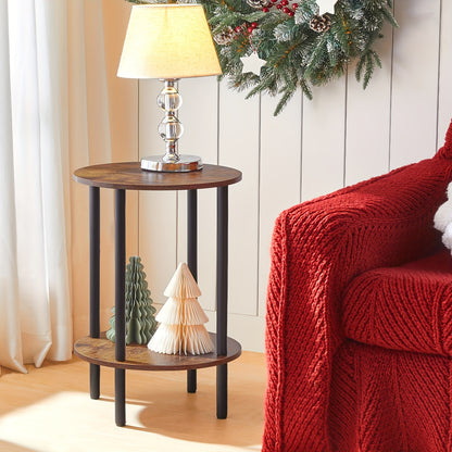 Bout de Canapé Rond Bois Industriel