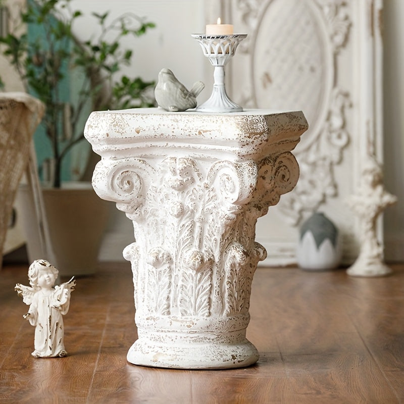 Guéridon Ancien Colonne Romaine Patiné