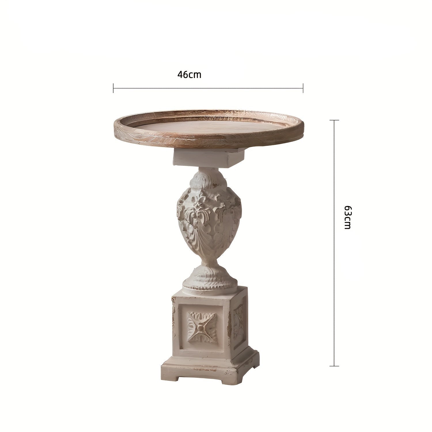 Guéridon Ancien Sculpté Patiné Blanc