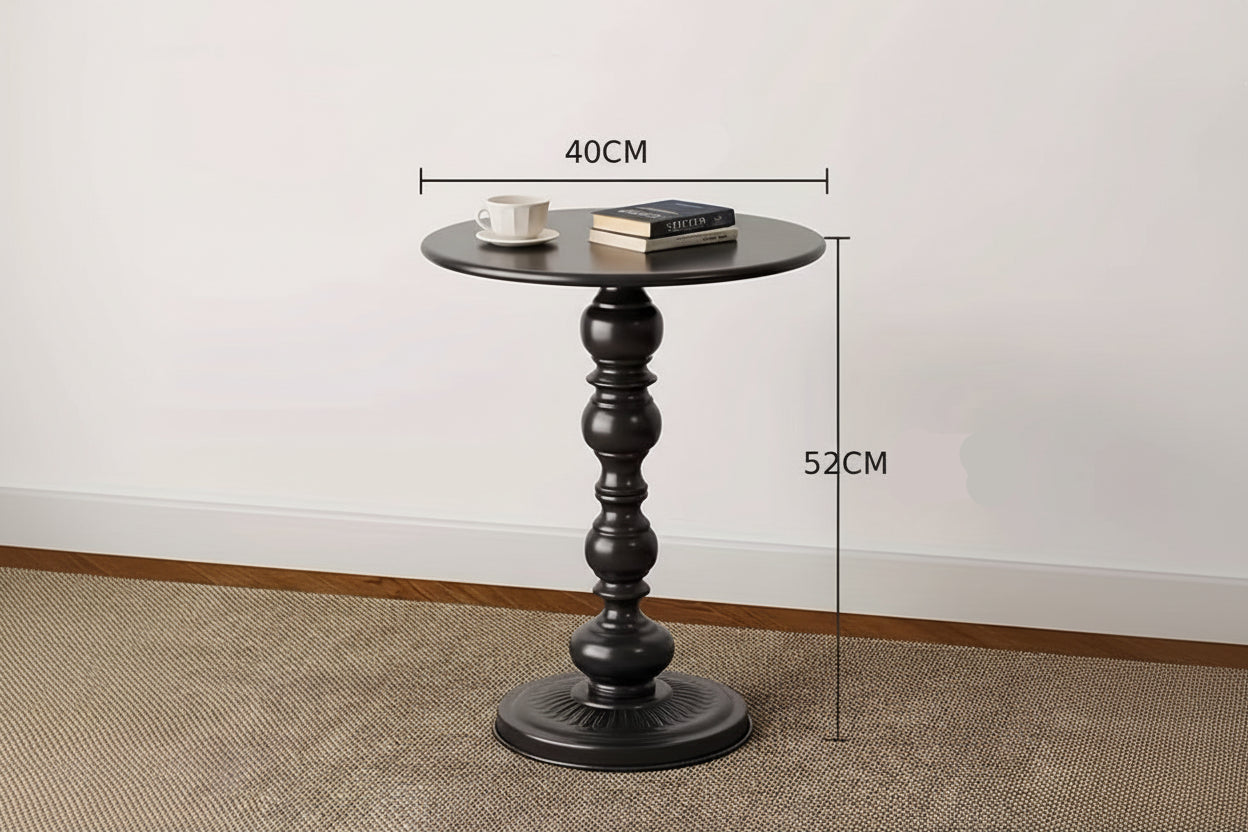 Bout de Canapé Vintage Rond avec Pied Tourné