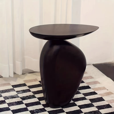 Bout de Canapé Design Noir avec Base Sculpturale Galet