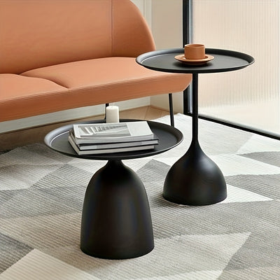 Bout de Canapé Rond Métal Noir Design
