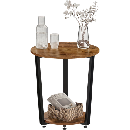 Bout de canapé bois et métal avec rangement