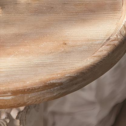 Guéridon Ancien Sculpté Patiné Blanc