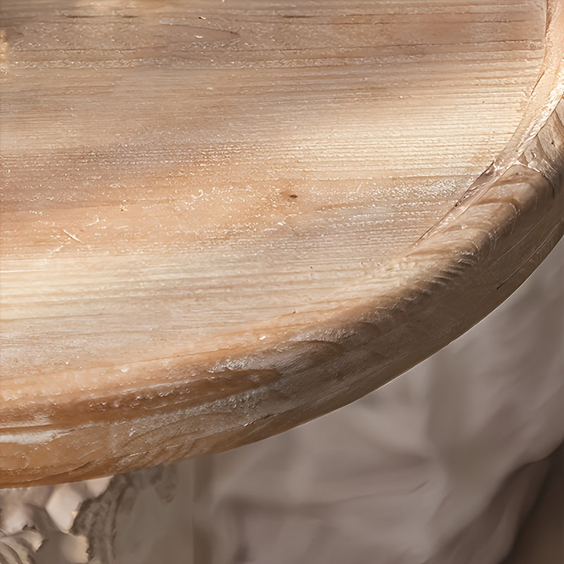 Guéridon Ancien Sculpté Patiné Blanc