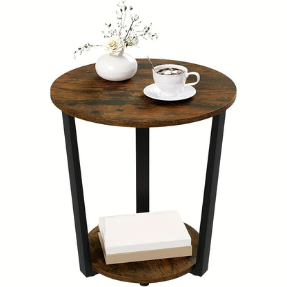 Bout de canapé bois et métal avec rangement