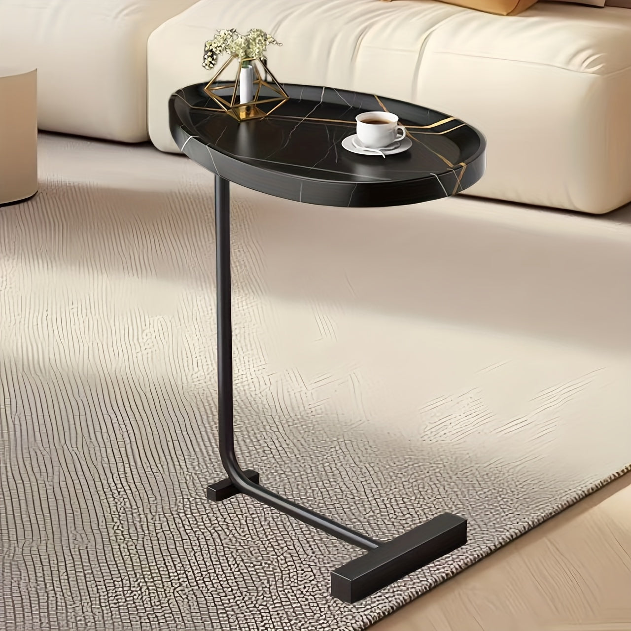 Bout de canapé design en bois et métal