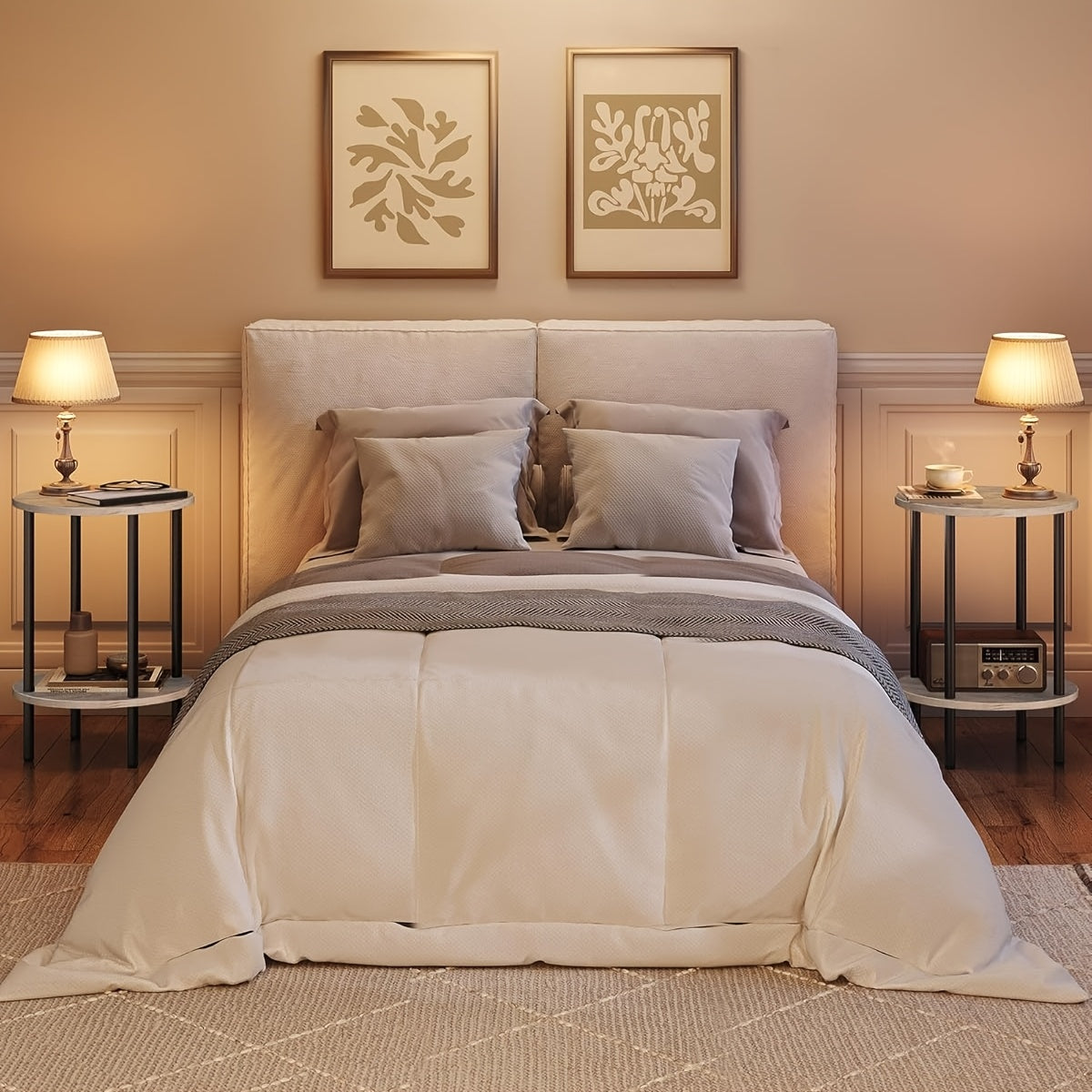 Bout de Canapé Rond Bois Industriel