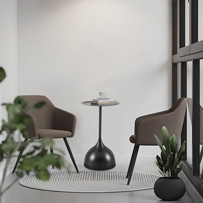 Bout de Canapé Rond Métal Noir Design