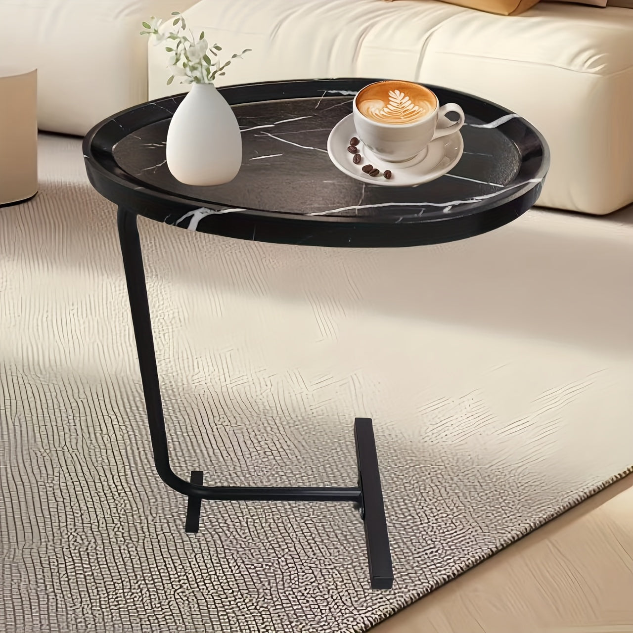 Bout de canapé design en bois et métal