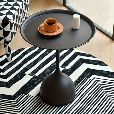Bout de Canapé Rond Métal Noir Design